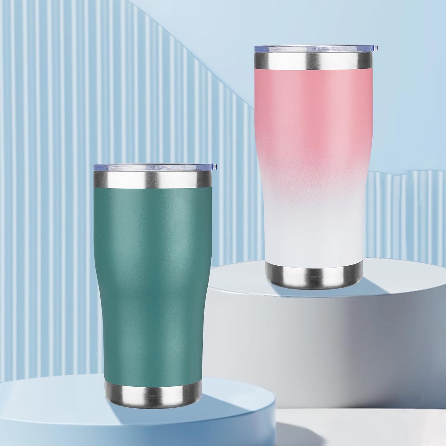 20oz Insulated Tumbler with Lid Straw Travel Coffee Mug Cup (Light/Purple) | Double Wall Vacuum Hot Iced Insulated Cup Stainless Steel Mug Leakproof Powder Coated Metal Tumbler for Men Women