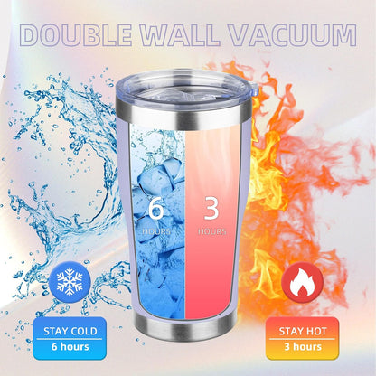 20oz Insulated Tumbler with Lid Straw Travel Coffee Mug Cup (Light/Purple) | Double Wall Vacuum Hot Iced Insulated Cup Stainless Steel Mug Leakproof Powder Coated Metal Tumbler for Men Women