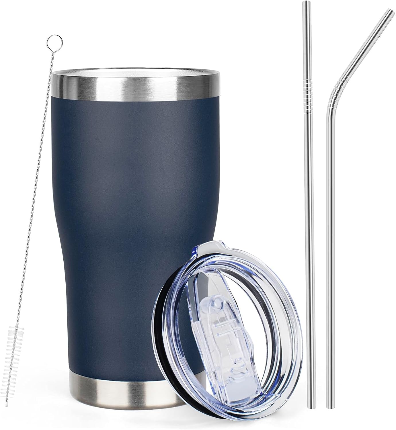 20oz Insulated Tumbler with Lid Straw Travel Coffee Mug Cup (Light/Purple) | Double Wall Vacuum Hot Iced Insulated Cup Stainless Steel Mug Leakproof Powder Coated Metal Tumbler for Men Women