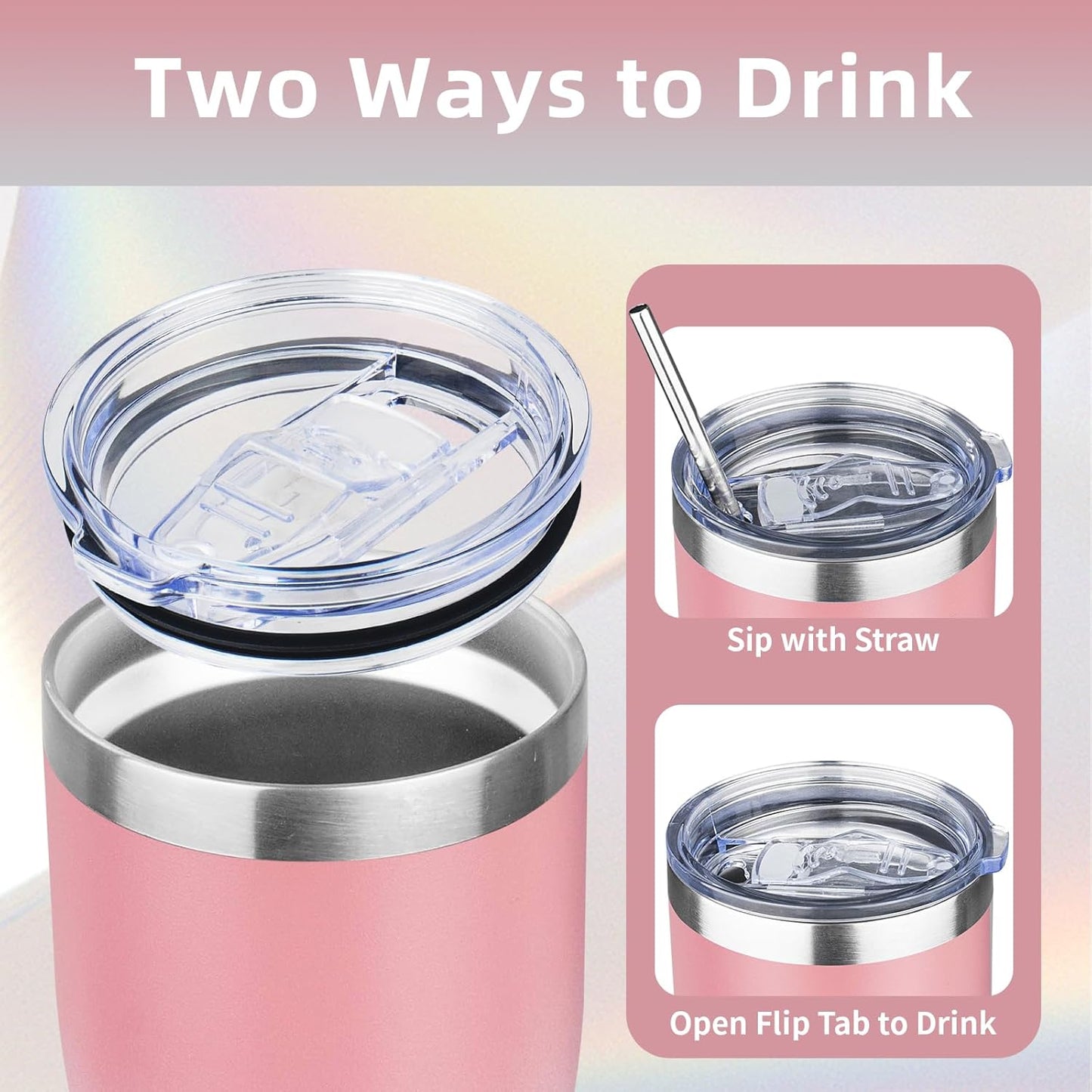 20oz Insulated Tumbler with Lid Straw Travel Coffee Mug Cup (Light/Purple) | Double Wall Vacuum Hot Iced Insulated Cup Stainless Steel Mug Leakproof Powder Coated Metal Tumbler for Men Women