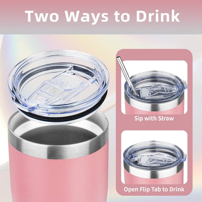 20oz Insulated Tumbler with Lid Straw Travel Coffee Mug Cup (Light/Purple) | Double Wall Vacuum Hot Iced Insulated Cup Stainless Steel Mug Leakproof Powder Coated Metal Tumbler for Men Women