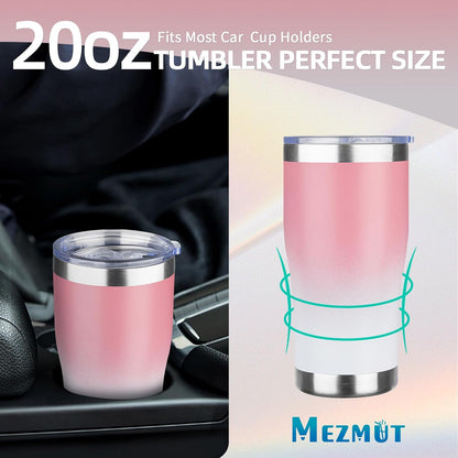 20oz Insulated Tumbler with Lid Straw Travel Coffee Mug Cup (Light/Purple) | Double Wall Vacuum Hot Iced Insulated Cup Stainless Steel Mug Leakproof Powder Coated Metal Tumbler for Men Women