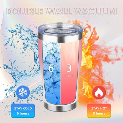 20oz Insulated Tumbler with Lid Straw Travel Coffee Mug Cup (Light/Purple) | Double Wall Vacuum Hot Iced Insulated Cup Stainless Steel Mug Leakproof Powder Coated Metal Tumbler for Men Women
