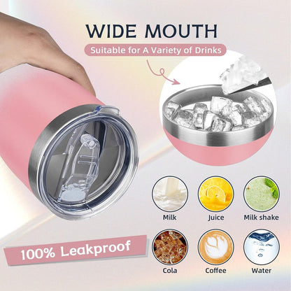 20oz Insulated Tumbler with Lid Straw Travel Coffee Mug Cup (Light/Purple) | Double Wall Vacuum Hot Iced Insulated Cup Stainless Steel Mug Leakproof Powder Coated Metal Tumbler for Men Women