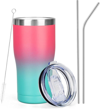 20oz Insulated Tumbler with Lid Straw Travel Coffee Mug Cup (Light/Purple) | Double Wall Vacuum Hot Iced Insulated Cup Stainless Steel Mug Leakproof Powder Coated Metal Tumbler for Men Women