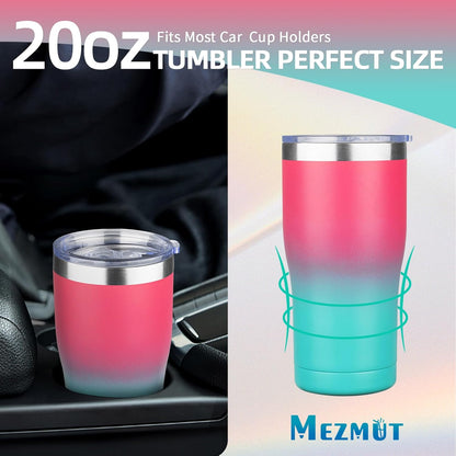 20oz Insulated Tumbler with Lid Straw Travel Coffee Mug Cup (Light/Purple) | Double Wall Vacuum Hot Iced Insulated Cup Stainless Steel Mug Leakproof Powder Coated Metal Tumbler for Men Women
