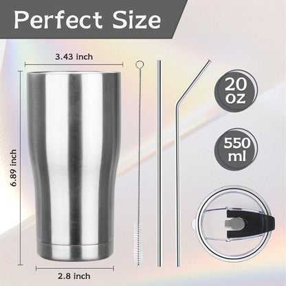 20oz Insulated Tumbler with Lid Straw Travel Coffee Mug Cup (Light/Purple) | Double Wall Vacuum Hot Iced Insulated Cup Stainless Steel Mug Leakproof Powder Coated Metal Tumbler for Men Women