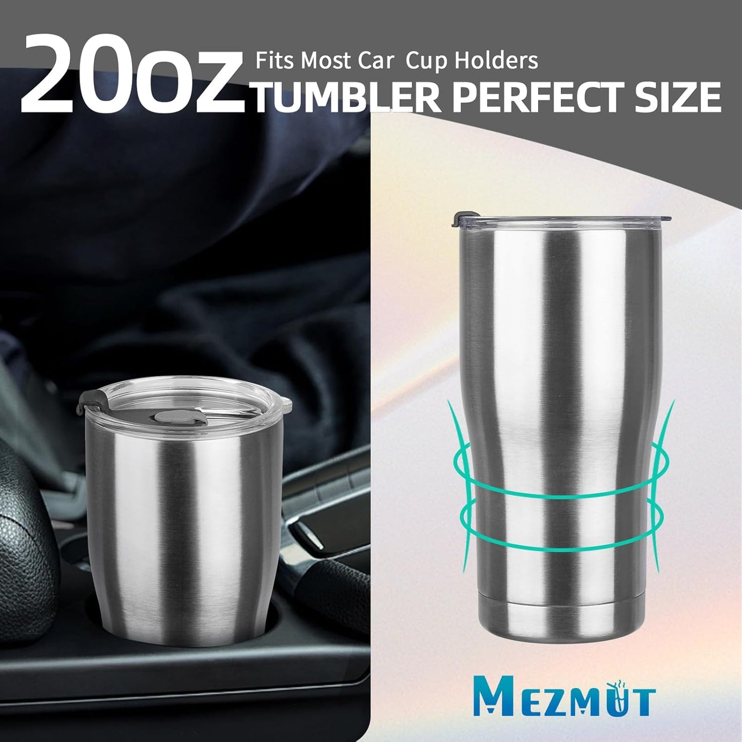20oz Insulated Tumbler with Lid Straw Travel Coffee Mug Cup (Light/Purple) | Double Wall Vacuum Hot Iced Insulated Cup Stainless Steel Mug Leakproof Powder Coated Metal Tumbler for Men Women