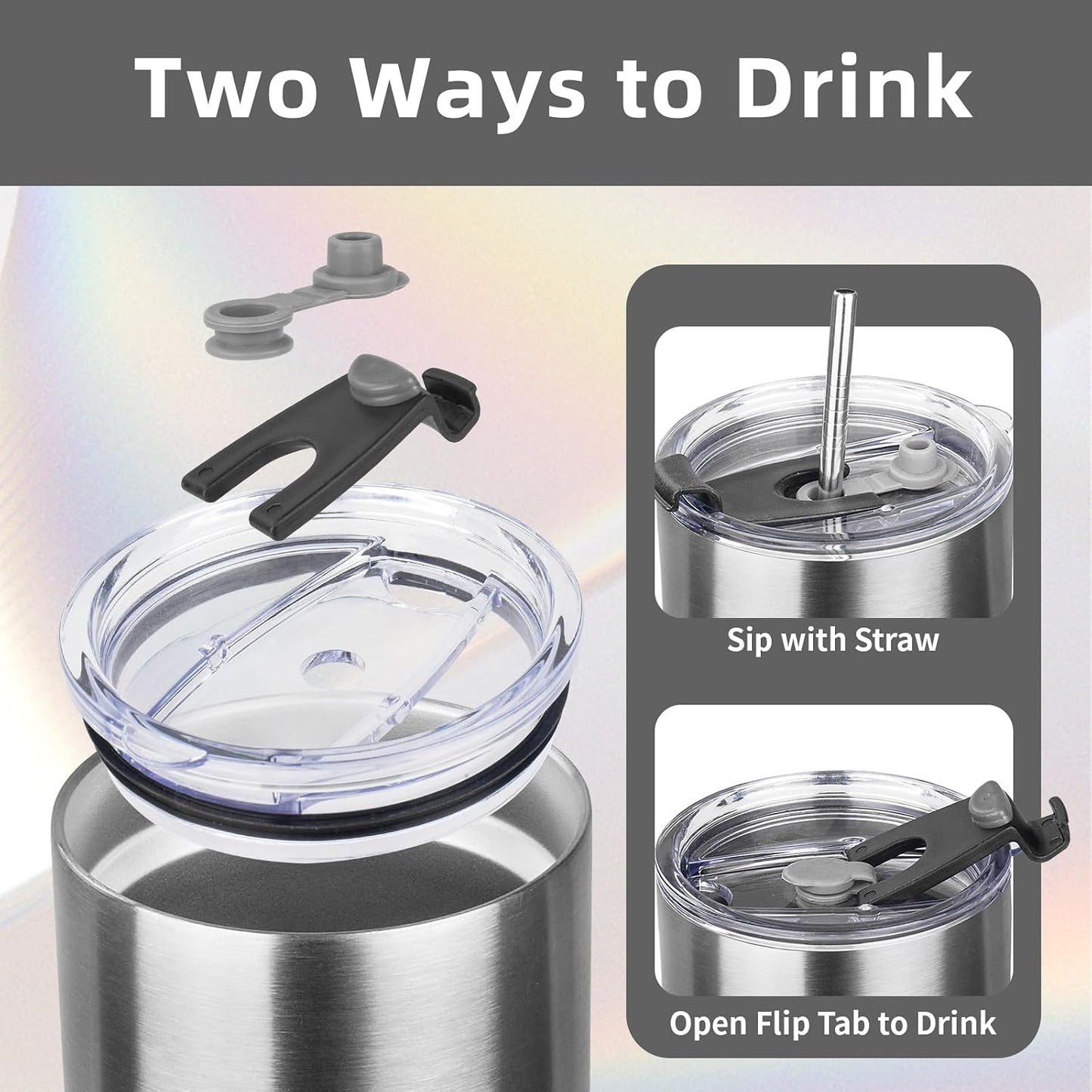 20oz Insulated Tumbler with Lid Straw Travel Coffee Mug Cup (Light/Purple) | Double Wall Vacuum Hot Iced Insulated Cup Stainless Steel Mug Leakproof Powder Coated Metal Tumbler for Men Women