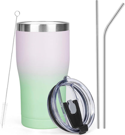 20oz Insulated Tumbler with Lid Straw Travel Coffee Mug Cup (Light/Purple) | Double Wall Vacuum Hot Iced Insulated Cup Stainless Steel Mug Leakproof Powder Coated Metal Tumbler for Men Women