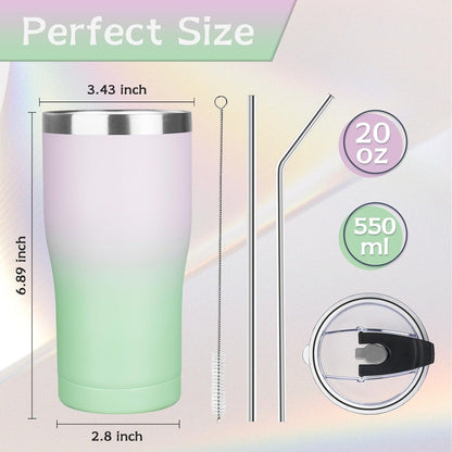 20oz Insulated Tumbler with Lid Straw Travel Coffee Mug Cup (Light/Purple) | Double Wall Vacuum Hot Iced Insulated Cup Stainless Steel Mug Leakproof Powder Coated Metal Tumbler for Men Women