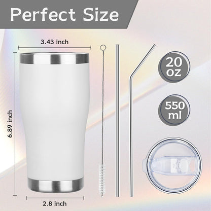 20oz Insulated Tumbler with Lid Straw Travel Coffee Mug Cup (Light/Purple) | Double Wall Vacuum Hot Iced Insulated Cup Stainless Steel Mug Leakproof Powder Coated Metal Tumbler for Men Women