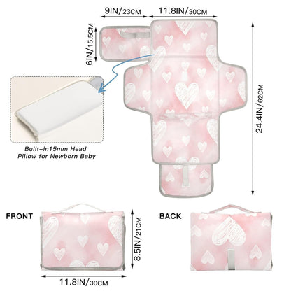Hearts Portable Diaper Changing Pad Waterproof Changing Pads
