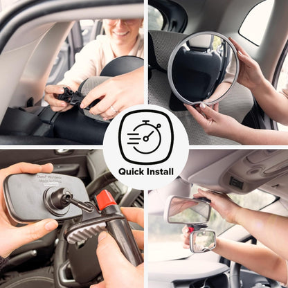 Baby Car Mirror 2 Pack, Includes Safety Car Seat Mirror for Rear Facing Infant & See Me Too Rear View Baby Mirror Both Fully Adjustable with Wide Crystal Clear View, Shatterproof, Crash Tested