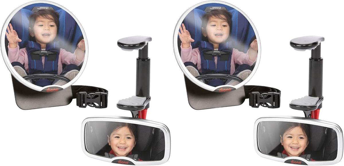 Baby Car Mirror 2 Pack, Includes Safety Car Seat Mirror for Rear Facing Infant & See Me Too Rear View Baby Mirror Both Fully Adjustable with Wide Crystal Clear View, Shatterproof, Crash Tested