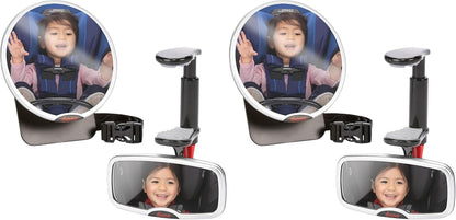 Baby Car Mirror 2 Pack, Includes Safety Car Seat Mirror for Rear Facing Infant & See Me Too Rear View Baby Mirror Both Fully Adjustable with Wide Crystal Clear View, Shatterproof, Crash Tested