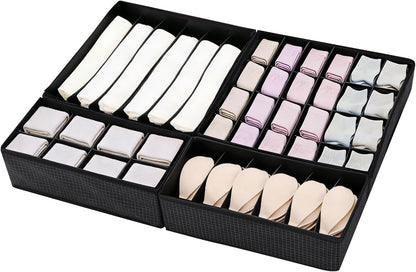 Drawer Organizer Clothes for 4 Pack, Dresser Organizer for Baby Clothes, Underwear, Sock- Foldable Closet Organization and Storage Dividers Bins for Nursery, Bedroom (White)