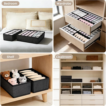 Drawer Organizer Clothes for 4 Pack, Dresser Organizer for Baby Clothes, Underwear, Sock- Foldable Closet Organization and Storage Dividers Bins for Nursery, Bedroom (White)