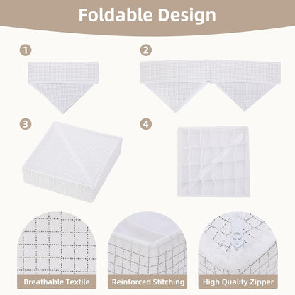 Drawer Organizer Clothes for 4 Pack, Dresser Organizer for Baby Clothes, Underwear, Sock- Foldable Closet Organization and Storage Dividers Bins for Nursery, Bedroom (White)