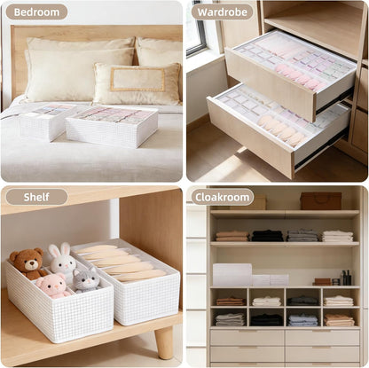 Drawer Organizer Clothes for 4 Pack, Dresser Organizer for Baby Clothes, Underwear, Sock- Foldable Closet Organization and Storage Dividers Bins for Nursery, Bedroom (White)