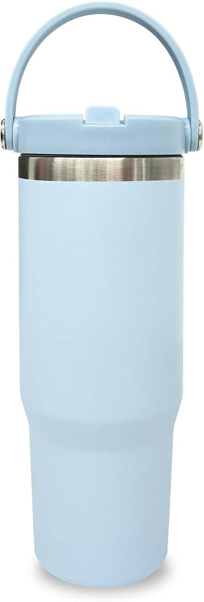 30 oz Tumbler with Top Handle, Water Bottle with Flip Straw, Black 1 pack | DIY Gift, Laser Engravable, Leak Proof, Food Grade Stainless Steel, BPA Free Lid, Double Vacuum Insulated, Powder Coated