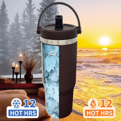 30 oz Tumbler with Top Handle, Water Bottle with Flip Straw, Black 1 pack | DIY Gift, Laser Engravable, Leak Proof, Food Grade Stainless Steel, BPA Free Lid, Double Vacuum Insulated, Powder Coated