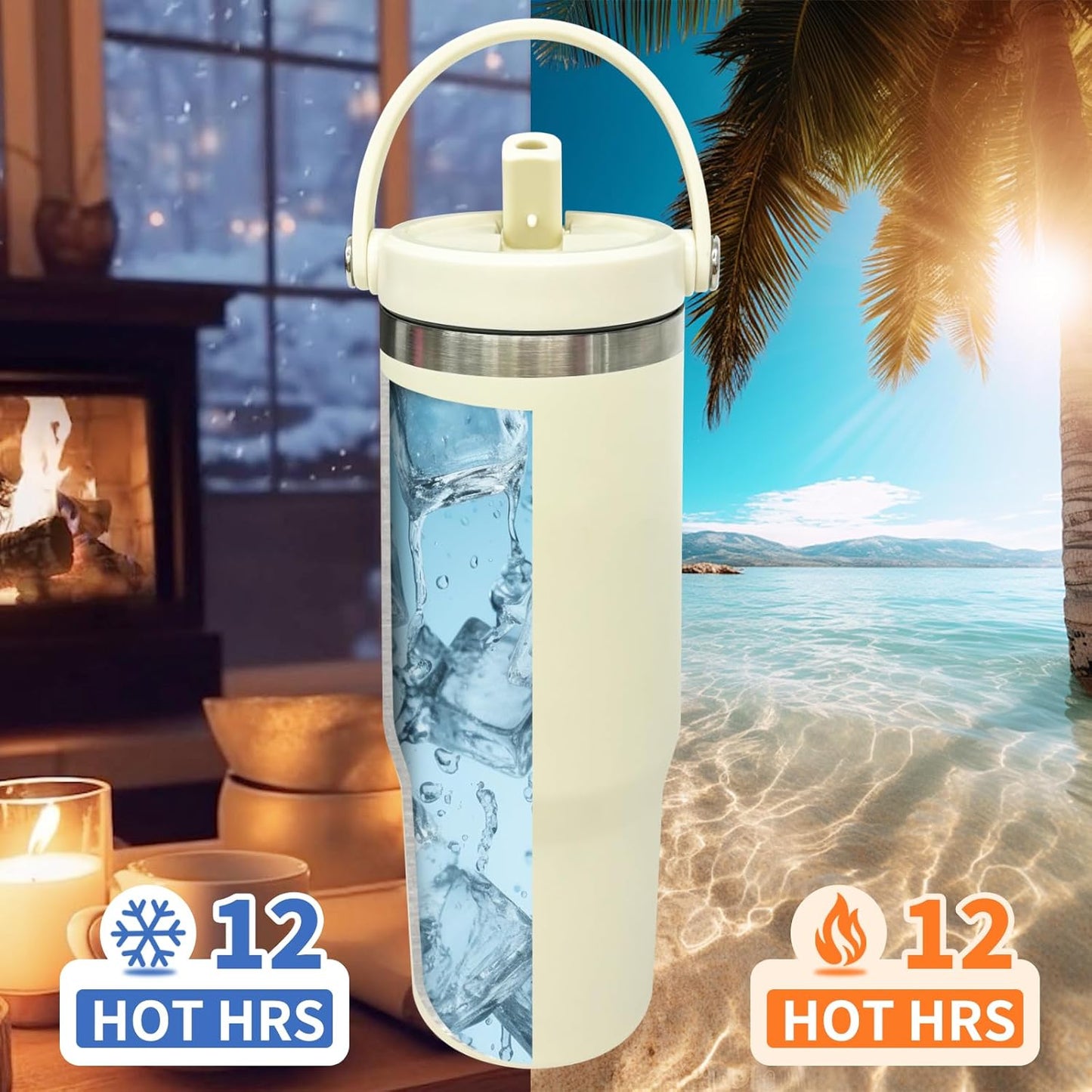 30 oz Tumbler with Top Handle, Water Bottle with Flip Straw, Black 1 pack | DIY Gift, Laser Engravable, Leak Proof, Food Grade Stainless Steel, BPA Free Lid, Double Vacuum Insulated, Powder Coated