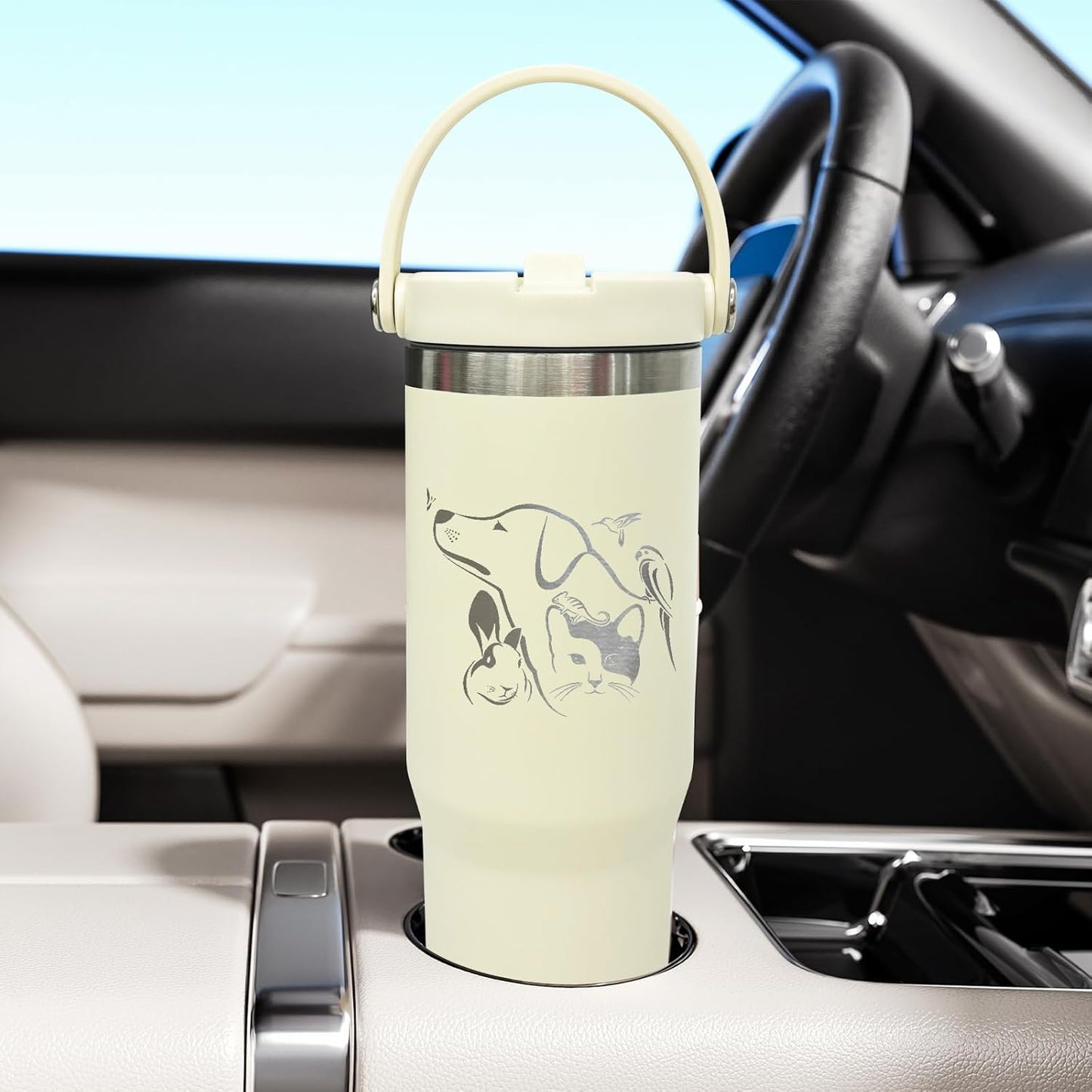 30 oz Tumbler with Top Handle, Water Bottle with Flip Straw, Black 1 pack | DIY Gift, Laser Engravable, Leak Proof, Food Grade Stainless Steel, BPA Free Lid, Double Vacuum Insulated, Powder Coated
