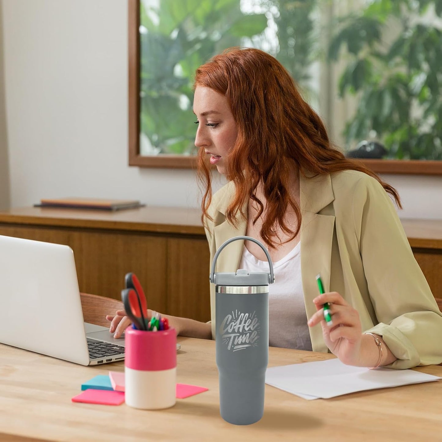 30 oz Tumbler with Top Handle, Water Bottle with Flip Straw, Black 1 pack | DIY Gift, Laser Engravable, Leak Proof, Food Grade Stainless Steel, BPA Free Lid, Double Vacuum Insulated, Powder Coated