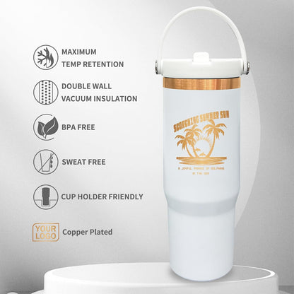 30 oz Tumbler with Top Handle, Water Bottle with Flip Straw, Black 1 pack | DIY Gift, Laser Engravable, Leak Proof, Food Grade Stainless Steel, BPA Free Lid, Double Vacuum Insulated, Powder Coated
