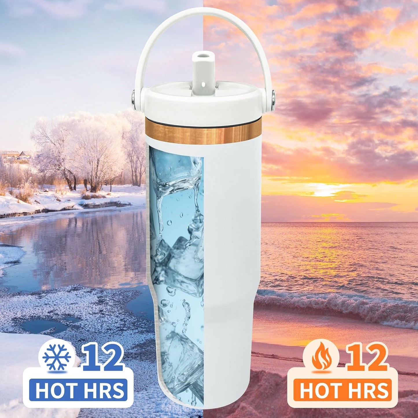 30 oz Tumbler with Top Handle, Water Bottle with Flip Straw, Black 1 pack | DIY Gift, Laser Engravable, Leak Proof, Food Grade Stainless Steel, BPA Free Lid, Double Vacuum Insulated, Powder Coated