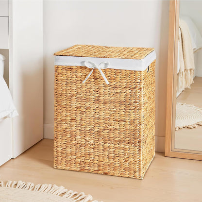 Large Laundry Hamper w/Lid, Handwoven Laundry Basket, w/Removable Liner & Built-in Handles for Bathroom, Bedroom & Laundry Room, 26 Gal - Natural
