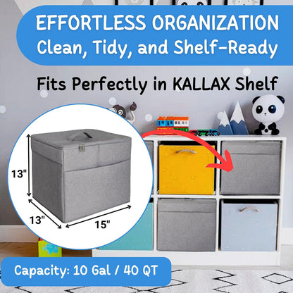 XL Toy Storage Organizer with Play Mat - Storage Bag/Box for Kids, Boys, Girls, Nursery, Playroom - Basket for Building Bricks/Blocks - Collapsible Fabric Cube Bin, 13"x13"x15"