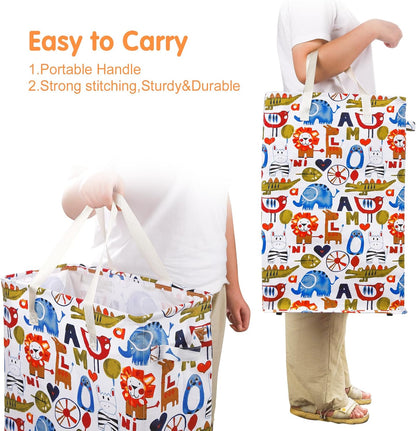 Slim Laundry Hamper Handles Collapsible Laundry Basket Thin Dirty Clothes Basket Narrow Laundry Bag Foldable Dirty Hamper 45L (Beige)