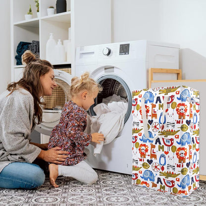 Slim Laundry Hamper Handles Collapsible Laundry Basket Thin Dirty Clothes Basket Narrow Laundry Bag Foldable Dirty Hamper 45L (Beige)