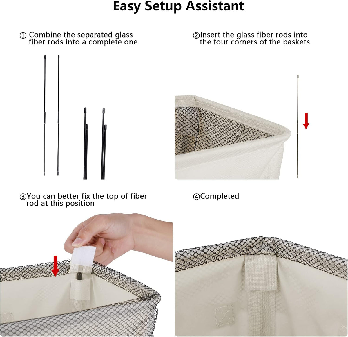 Slim Laundry Hamper Handles Collapsible Laundry Basket Thin Dirty Clothes Basket Narrow Laundry Bag Foldable Dirty Hamper 45L (Beige)