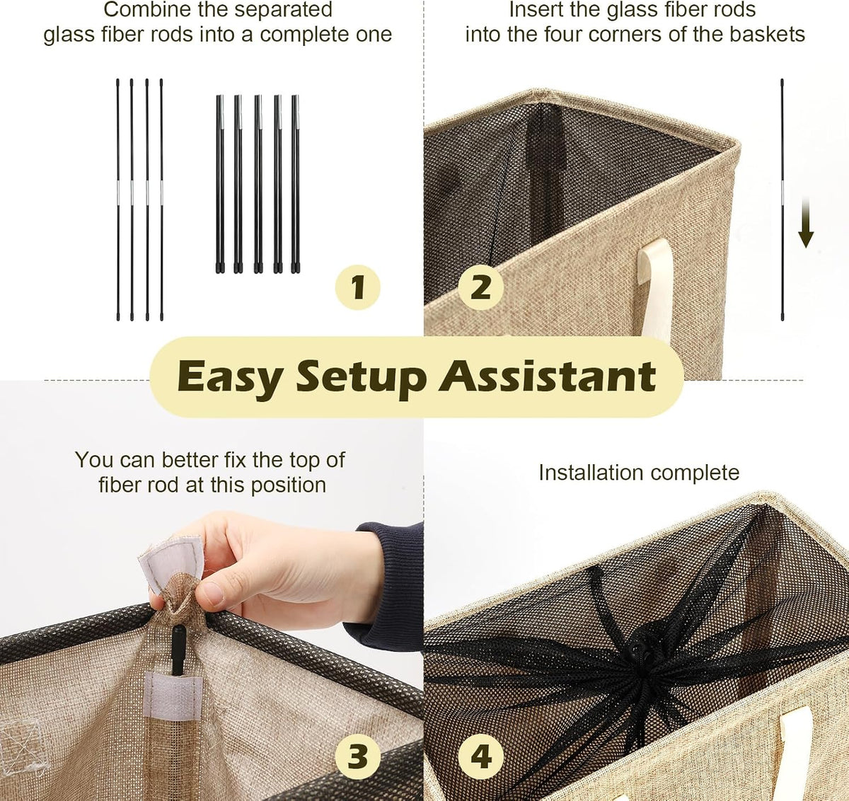 Slim Laundry Hamper Handles Collapsible Laundry Basket Thin Dirty Clothes Basket Narrow Laundry Bag Foldable Dirty Hamper 45L (Beige)