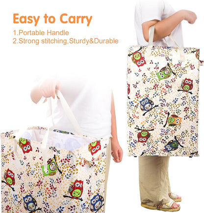 Slim Laundry Hamper Handles Collapsible Laundry Basket Thin Dirty Clothes Basket Narrow Laundry Bag Foldable Dirty Hamper 45L (Beige)