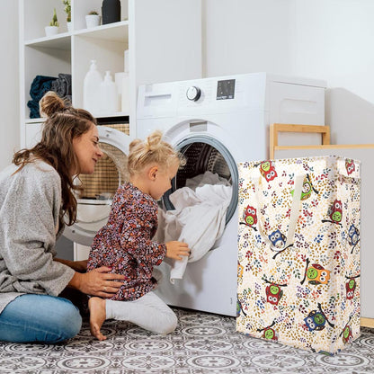 Slim Laundry Hamper Handles Collapsible Laundry Basket Thin Dirty Clothes Basket Narrow Laundry Bag Foldable Dirty Hamper 45L (Beige)