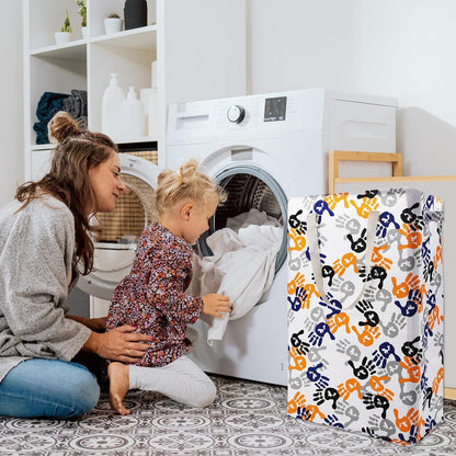 Slim Laundry Hamper Handles Collapsible Laundry Basket Thin Dirty Clothes Basket Narrow Laundry Bag Foldable Dirty Hamper 45L (Beige)