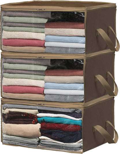 3 Pack Foldable Clothing Storage Box with Clear Window