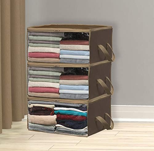 3 Pack Foldable Clothing Storage Box with Clear Window