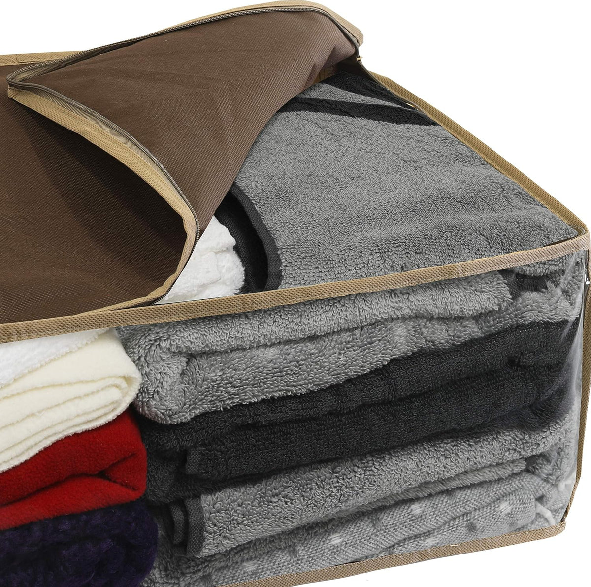 3 Pack Foldable Clothing Storage Box with Clear Window
