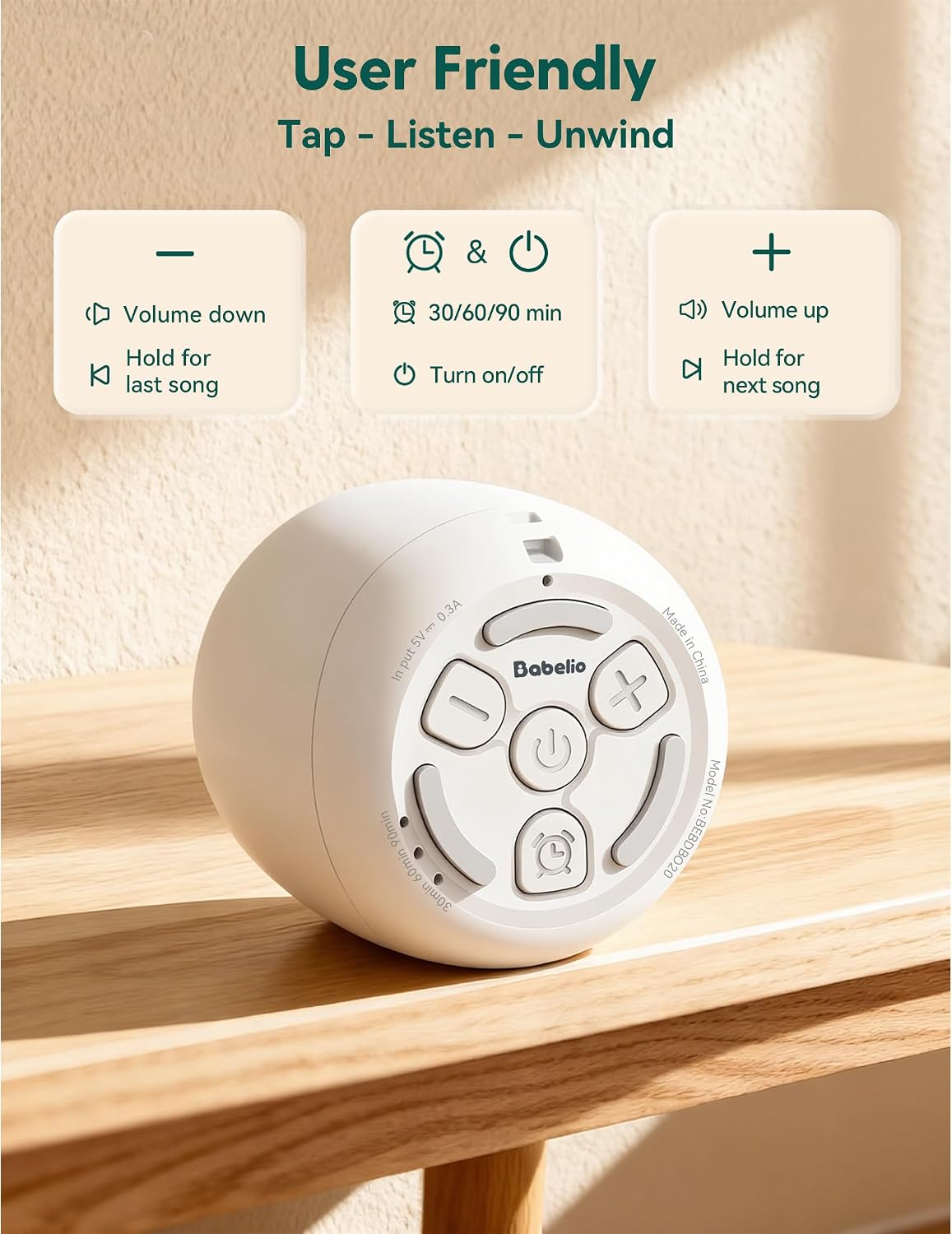 Pocket Mini Pro White Noise Sound Machine for Travel, 25 Sounds