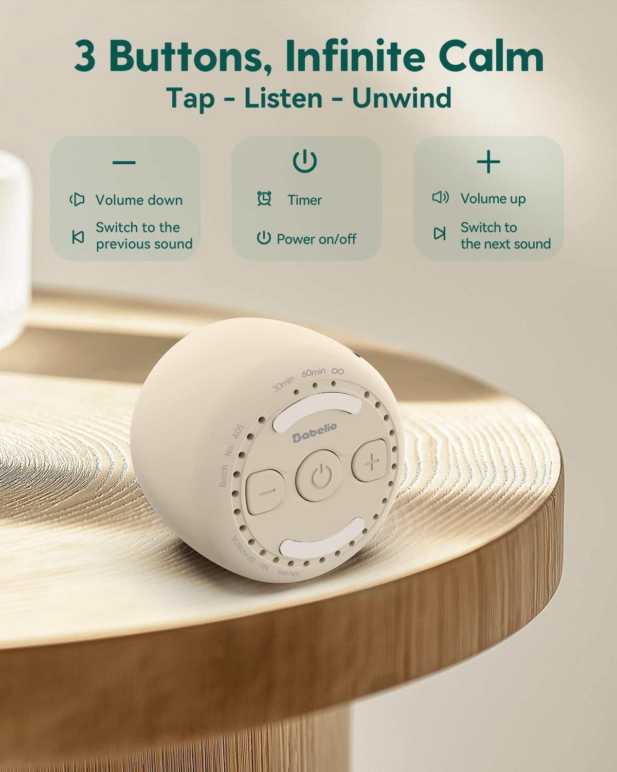 Pocket Mini Pro White Noise Sound Machine for Travel, 25 Sounds