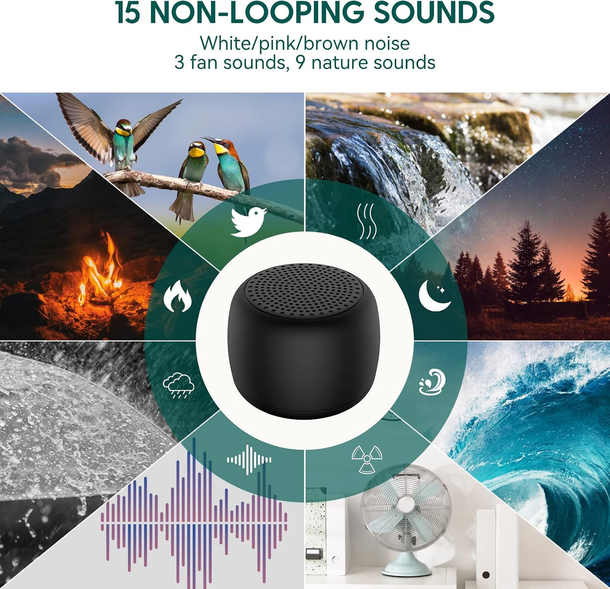 Pocket Mini Pro White Noise Sound Machine for Travel, 25 Sounds