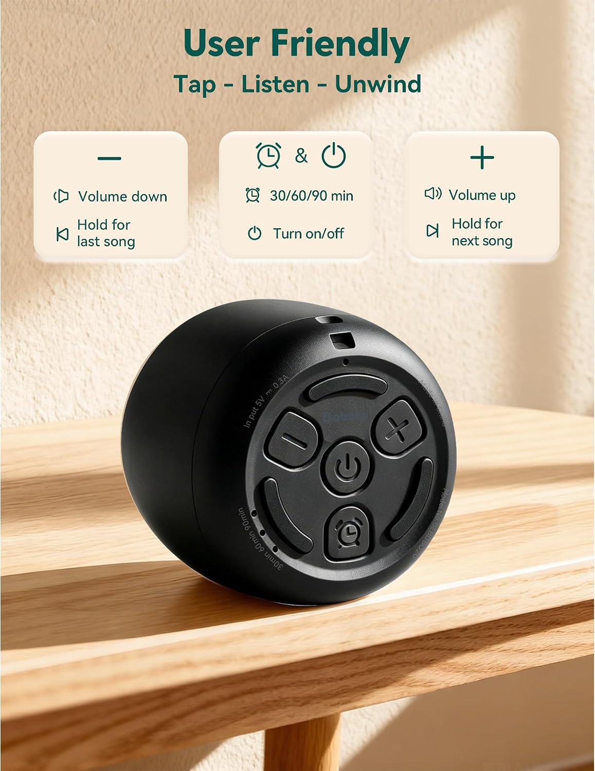 Pocket Mini Pro White Noise Sound Machine for Travel, 25 Sounds