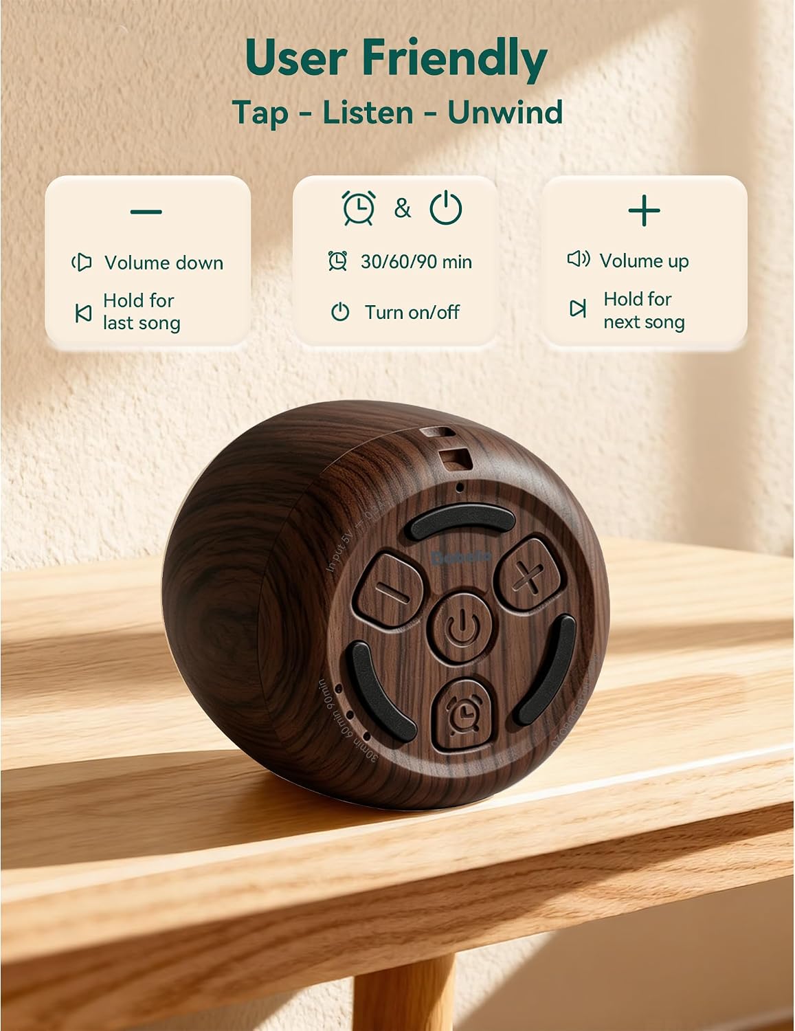 Pocket Mini Pro White Noise Sound Machine for Travel, 25 Sounds