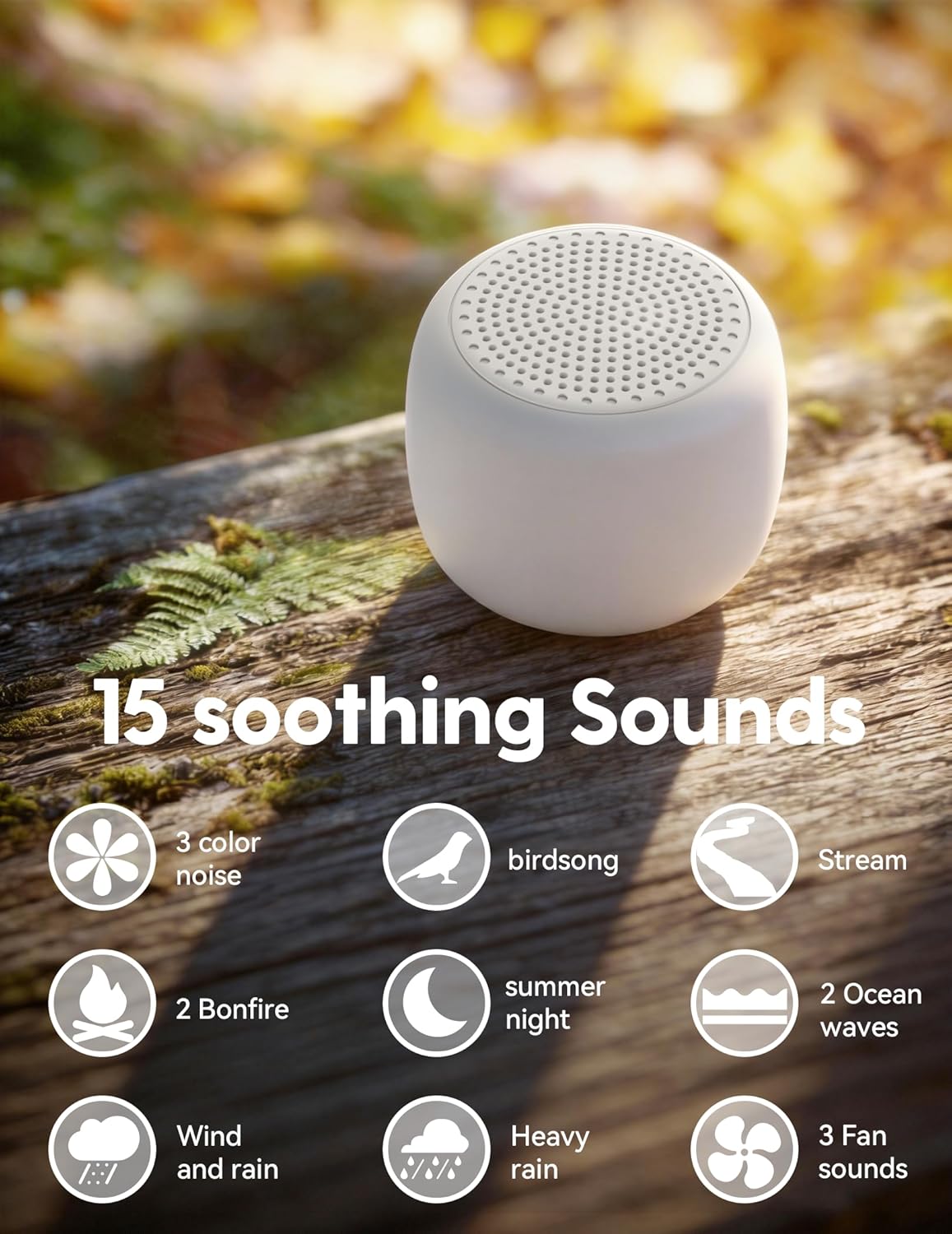 Pocket Mini Pro White Noise Sound Machine for Travel, 25 Sounds