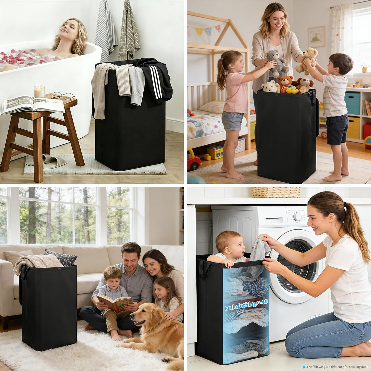 80L Large Laundry Hamper with Lid, Foldable Laundry Bag for Washing Machine with Removable Inner Bag, Dirty Hampers for Bedroom, Bathroom,Laundry Room, College (White)